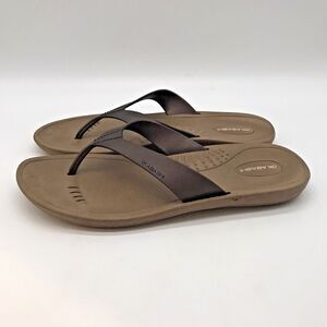 Okabashi Breeze Flip Flop Sandals Women's ML (8-9) Brown Vegan Sustainable Shoes
